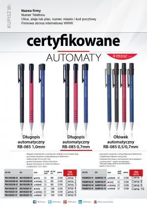 Wybieram: Etiuda na certyfikowane automaty Penac RB085